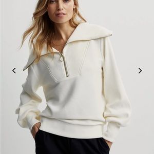 Varley Vine Half Zip Pullover in Ivory size Small